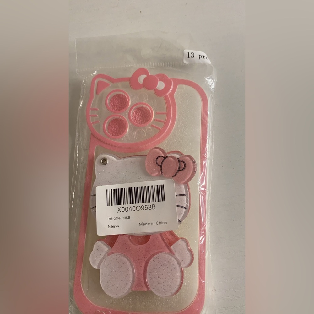 Cute 3D Kawaii Cat iPhone 13 Pro Case with Mirror, Soft Silicone, Pink